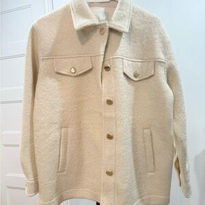 Joie Off-White Textured Fleeced Jacket Size Medium